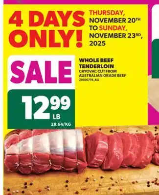 Real Canadian Superstore WHOLE BEEF TENDERLOIN offer