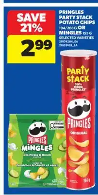 Real Canadian Superstore PRINGLES PARTY STACK POTATO CHIPS 194/203 G OR MINGLES 155 G offer