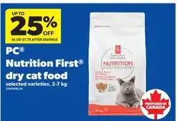 Real Canadian Superstore PC NUTRITION FIRST DRY CAT FOOD, 2-7 KG offer