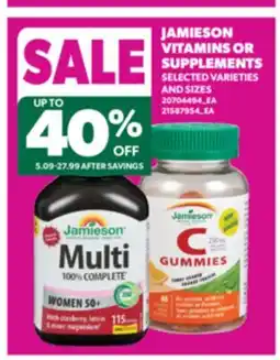 Real Canadian Superstore JAMIESON VITAMINS OR SUPPLEMENTS offer