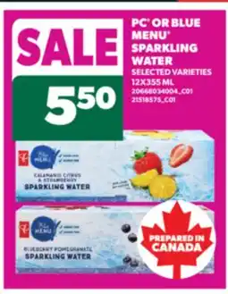 Real Canadian Superstore PC OR BLUE MENU SPARKLING WATER, 12X355 ML offer