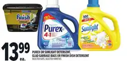 Metro PUREX OR SUNLIGHT DETERGENT, GLAD GARBAGE BAGS OR FINISH DISH DETERGENT offer
