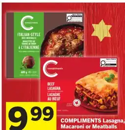 Foodland COMPLIMENTS Lasagna, Macaroni or Meatballs offer