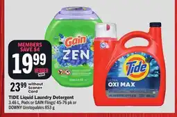 Foodland TIDE Liquid Laundry Detergent 3.46 L, Pods or GAIN Flings! 45-76 pk or DOWNY Unstopables 853 g offer