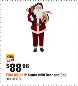 Home Depot EXCLUSIVE 5' Santa with Bear and Bag offer