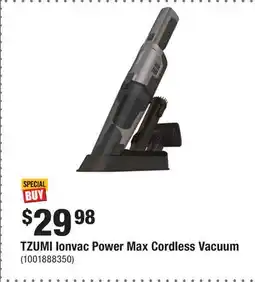 Home Depot TZUMI Ionvac Power Max Cordless Vacuum offer