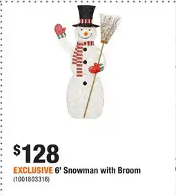 Home Depot EXCLUSIVE 6' Snowman with Broom offer
