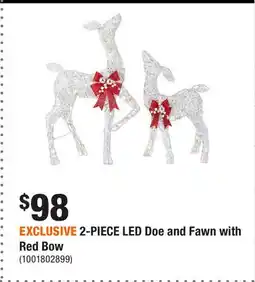 Home Depot EXCLUSIVE 2-PIECE LED Doe and Fawn with Red Bow offer
