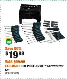 Home Depot EXCLUSIVE 100-PIECE ANVIL Screwdriver Set offer