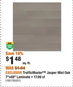 Home Depot EXCLUSIVE TrafficMaster Jasper Mist Oak 7x48 Laminate • 17.99 sf offer