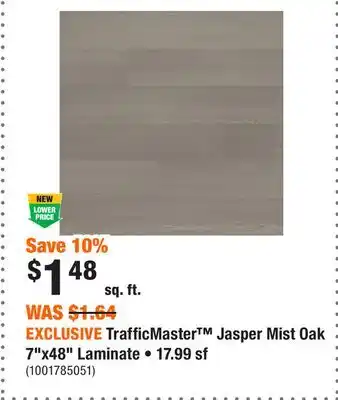 Home Depot EXCLUSIVE TrafficMaster Jasper Mist Oak 7x48 Laminate • 17.99 sf offer