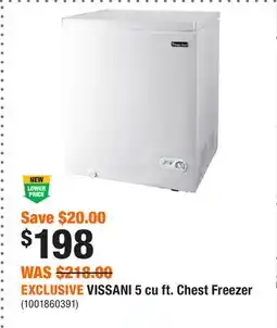 Home Depot EXCLUSIVE VISSANI 5 cu ft. Chest Freezer offer