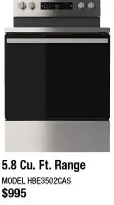 Home Depot 5.8 Cu. Ft. Range offer