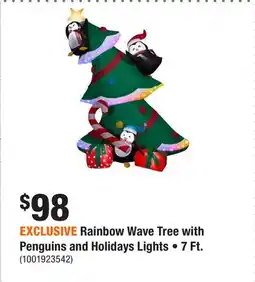 Home Depot EXCLUSIVE Rainbow Wave Tree with Penguins and Holidays Lights • 7 Ft offer
