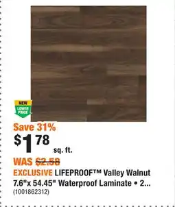 Home Depot EXCLUSIVE LIFEPROOF Valley Walnut 7.6x 54.45 Waterproof Laminate • 20.11 sf offer