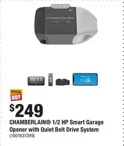 Home Depot CHAMBERLAIN 1/2 HP Smart Garage Opener with Quiet Belt Drive System offer