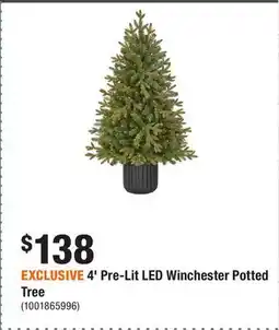 Home Depot EXCLUSIVE 4' Pre-Lit LED Winchester Potted Tree offer