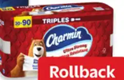 Walmart Charmin bathroom tissue 30 triple rolls Pack. Ultra Soft offer