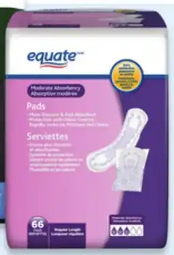 Walmart Equate bladder control pads 66s offer