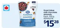 Walmart Great Value milk chocolate almonds offer