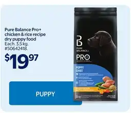 Walmart Pure Balance Pro+ chicken & rice recipe dry puppy food offer