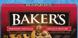 Walmart Baker's 100% pure semi-sweet or unsweetened baking chocolate bar offer