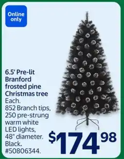 Walmart 6.5' Pre-lit Branford frosted pine Christmas tree offer