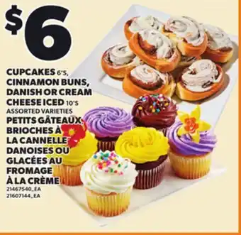 Independent Grocer CUPCAKES 6'S CINNAMON BUNS, DANISH OR CREAM CHEESE ICED, 10'S offer