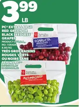 Independent Grocer PC EXTRA LARGE RED, GREEN OR BLACK SEEDLESS GRAPES offer