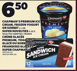 Independent Grocer CHAPMAN'S PREMIUM ICE CREAM, FROZEN YOGURT OR SORBET, 2 L OR SUPER NOVELTIES, 6-20'S offer