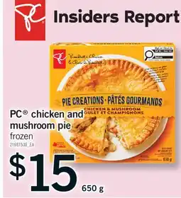 Fortinos PC CHICKEN AND MUSHROOM PIE, 650 G offer