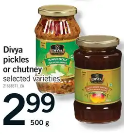 Fortinos DIVYA PICKLES OR CHUTNEY, 500 G offer