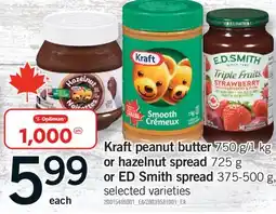 Fortinos Kraft peanut butter 750 g/1 kg or hazelnut spread 725 g or ED Smith spread 375-500 g offer