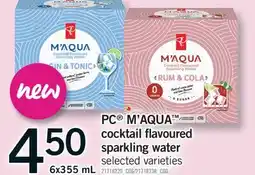 Fortinos PC M'AQUA COCKTAIL FLAVOURED SPARKLING WATER, 6x355 mL offer