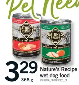 Fortinos NATURE'S RECIPE WET DOG FOOD, 368 G offer