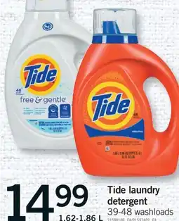 Fortinos TIDE LAUNDRY DETERGENT, 39-48 WASHLOADS, 1.62-1.86 L offer