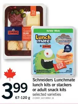Fortinos SCHNEIDERS LUNCHMATE LUNCH KITS OR STACKERS OR ADULT SNACK KITS, 67-120 g offer