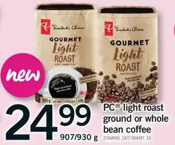 Fortinos PC LIGHT ROAST GROUND OR WHOLE BEAN COFFEE, 907/930 G offer