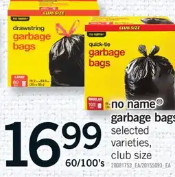 Fortinos NO NAME GARBAGE BAGS, 60/100's offer
