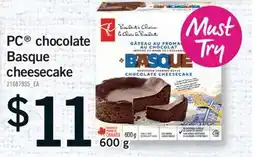 Fortinos PC CHOCOLATE BASQUE CHEESECAKE, 600 g offer