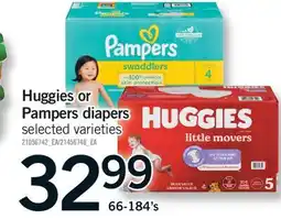 Fortinos HUGGIES OR PAMPERS DIAPERS, 66-184'S offer