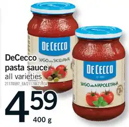Fortinos DECECCO PASTA SAUCE, 400 g offer
