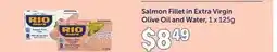 Fortinos SALMON FILLET IN EXTRA VIRGIN OLIVE OIL AND WATER, 1 X 125 G offer
