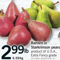 Fortinos BARTLETT OR STARKRIMSON PEARS offer