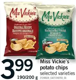 Fortinos MISS VICKIE'S POTATO CHIPS, 190/200 G offer