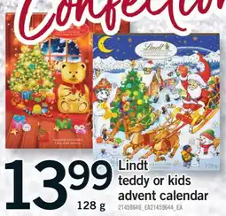 Fortinos LINDT TEDDY OR KIDS ADVENT CALENDAR, 128 g offer