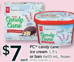 Fortinos PC CANDY CANE ICE CREAM 1.5 L OR BARS 6X55 ML offer