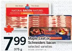Fortinos MAPLE LEAF OR SCHNEIDERS BACON, 375 g offer