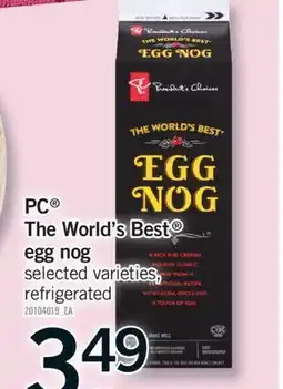 Fortinos PC THE WORLD'S BEST EGG NOG, 1 L offer