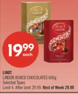 Shoppers Drug Mart LINDT LINDOR BOXED CHOCOLATES offer
